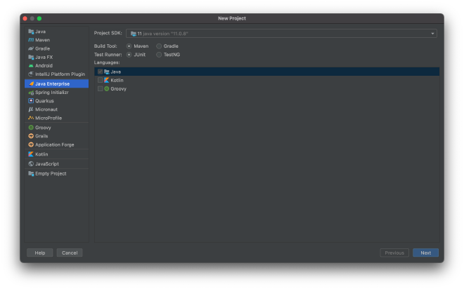 Creating J2EE project
