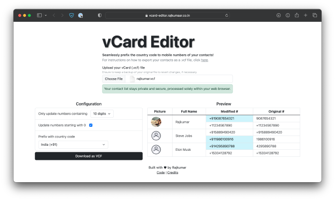 vCard Editor Banner